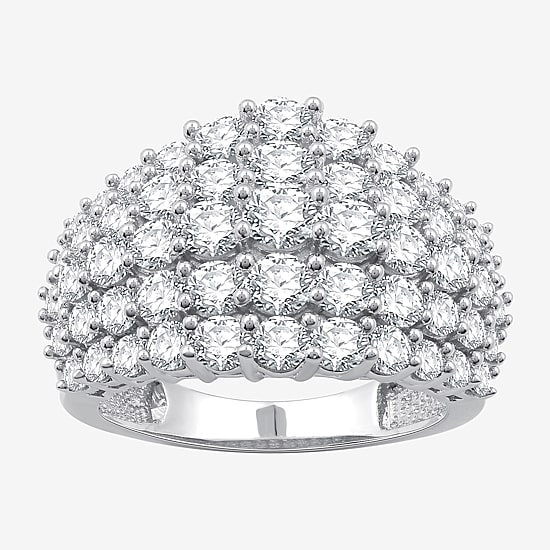 (G / Si1-Si2) Womens 3 CT. T.W. Lab Grown White Diamond 10K Gold Cocktail Ring