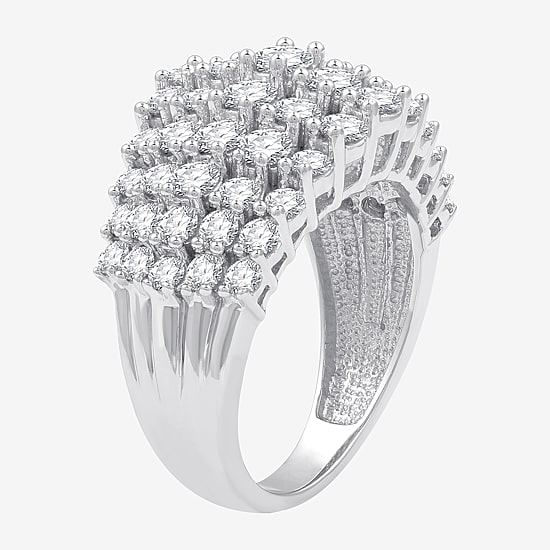 (G / Si1-Si2) Womens 3 CT. T.W. Lab Grown White Diamond 10K Gold Cocktail Ring