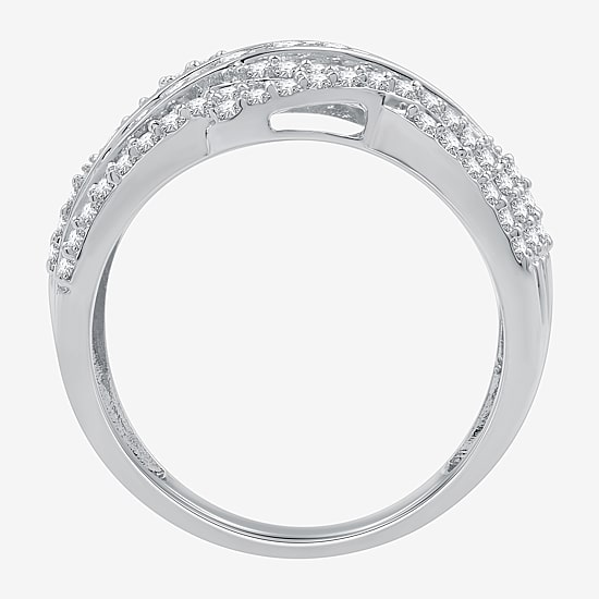 Womens 1 CT. T.W. Lab Grown White Diamond 10K Gold Crossover Band