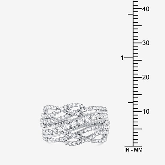 Womens 1 CT. T.W. Lab Grown White Diamond 10K Gold Crossover Band