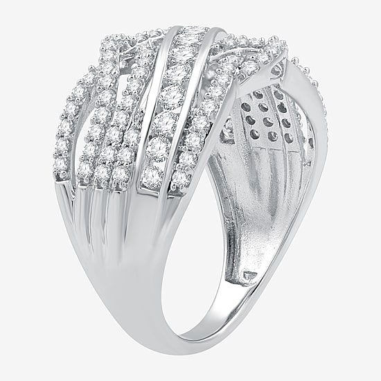 Womens 1 CT. T.W. Lab Grown White Diamond 10K Gold Crossover Band