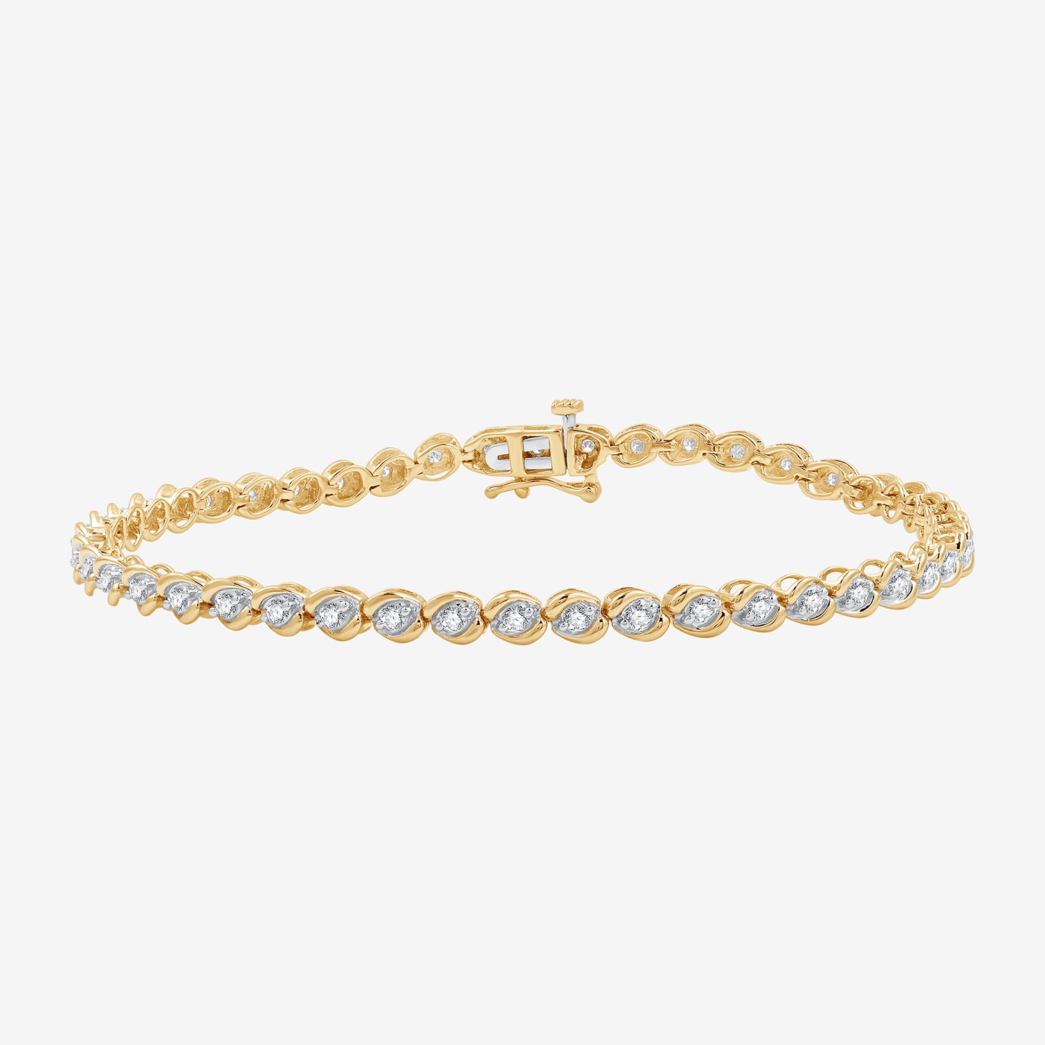 Womens 1 CT. T.W. Lab Grown White Diamond 10K Gold 7.5 Inch Tennis Bracelet