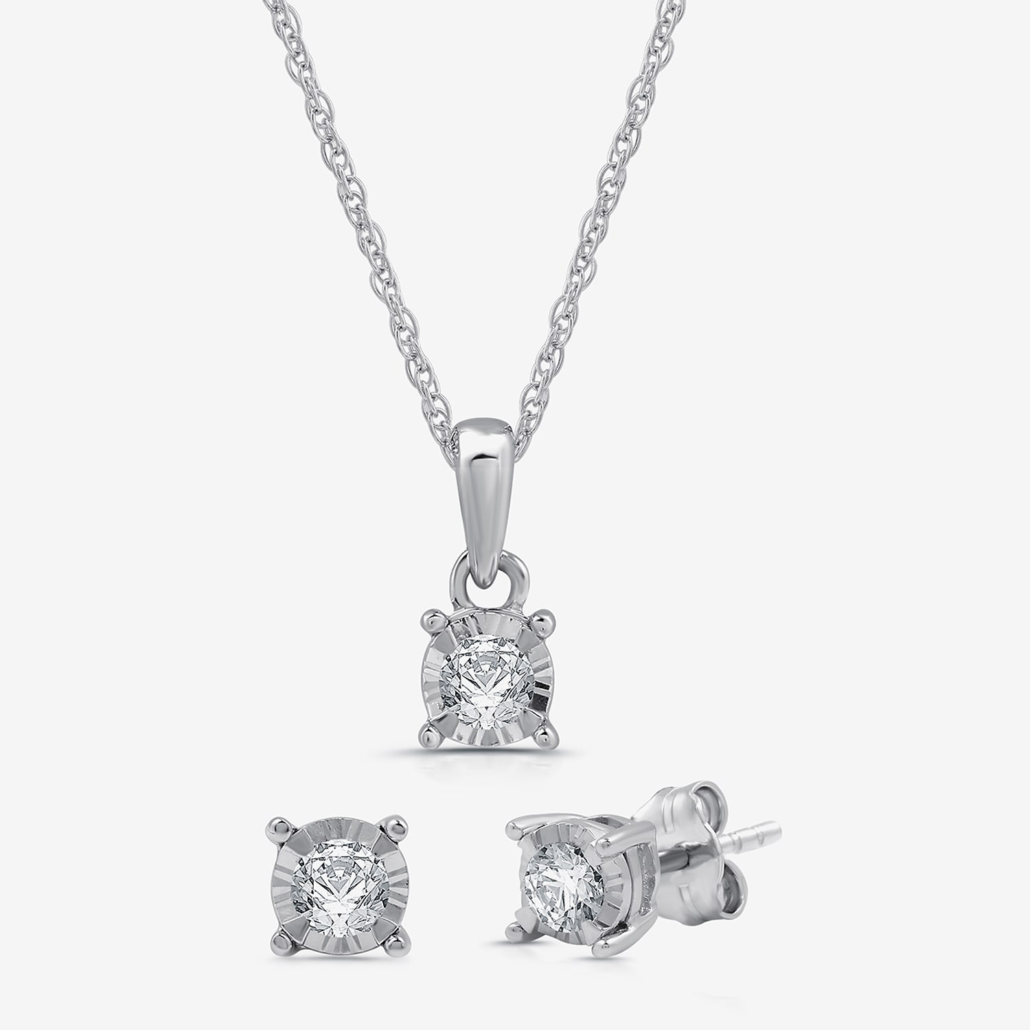 Womens 1/ CT. T.W. Lab Grown White Diamond Sterling Silver Round -pc. Jewelry Set