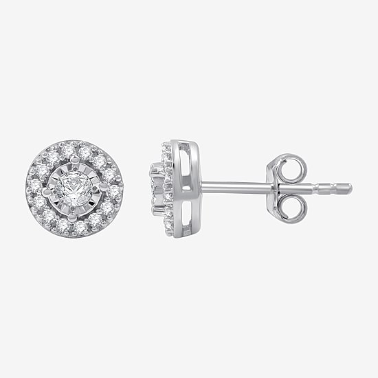1/4 CT. T.W. Lab Grown White Diamond Sterling Silver 7.3mm Round Stud Earrings