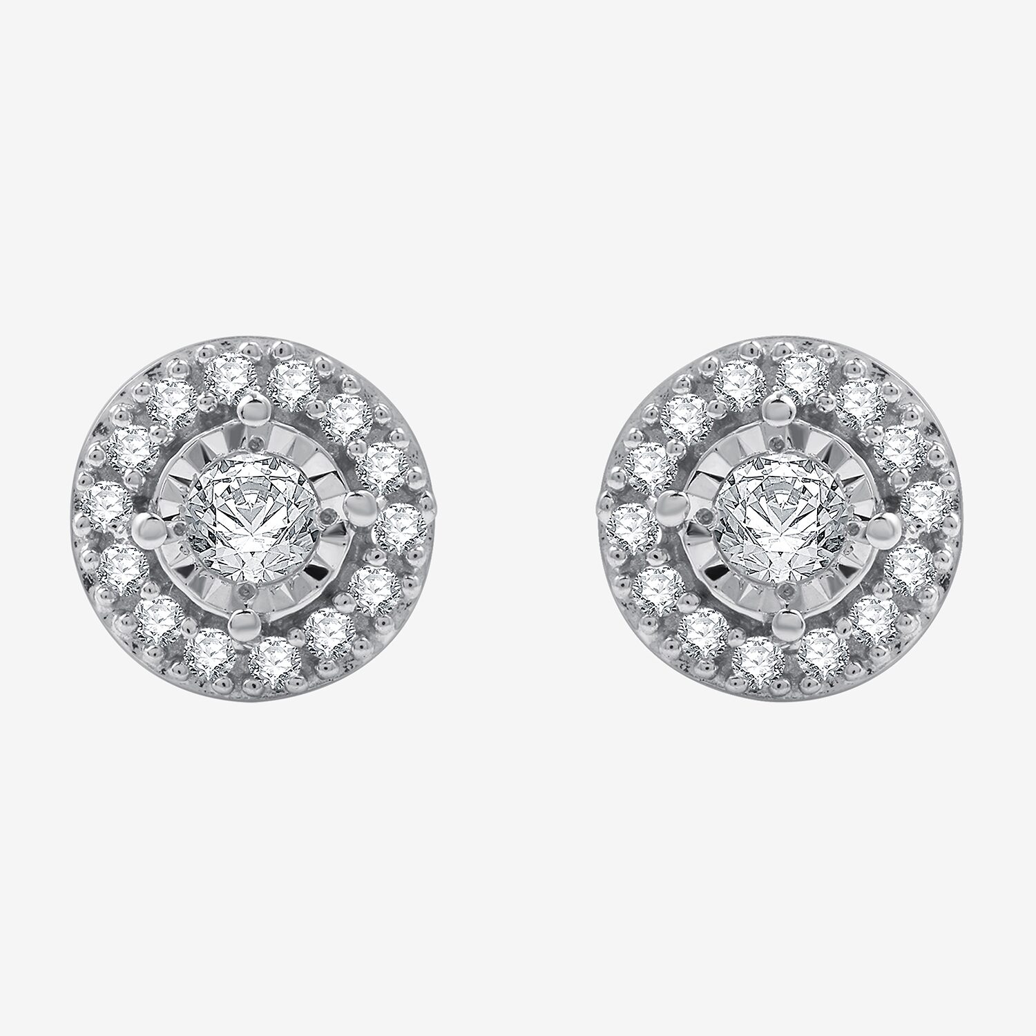 1/4 CT. T.W. Lab Grown White Diamond Sterling Silver 7.3mm Round Stud Earrings