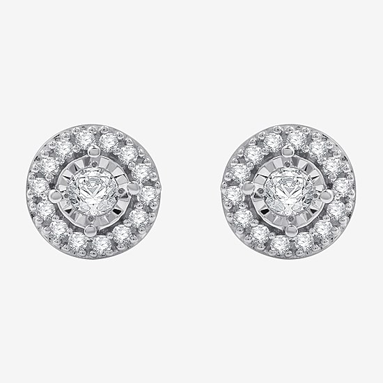 1/4 CT. T.W. Lab Grown White Diamond Sterling Silver 7.3mm Round Stud Earrings