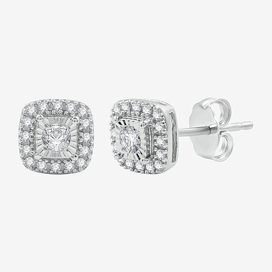 1/4 CT. T.W. Lab Grown White Diamond Sterling Silver 7.2mm Cushion Stud Earrings