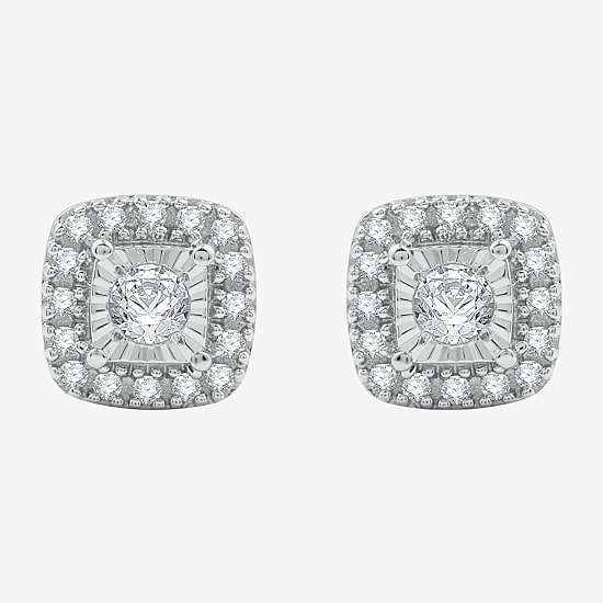 1/4 CT. T.W. Lab Grown White Diamond Sterling Silver 7.2mm Cushion Stud Earrings