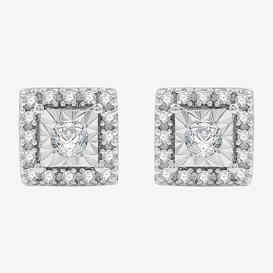 1/4 CT. T.W. Lab Grown White Diamond Sterling Silver 7.3mm Stud Earrings