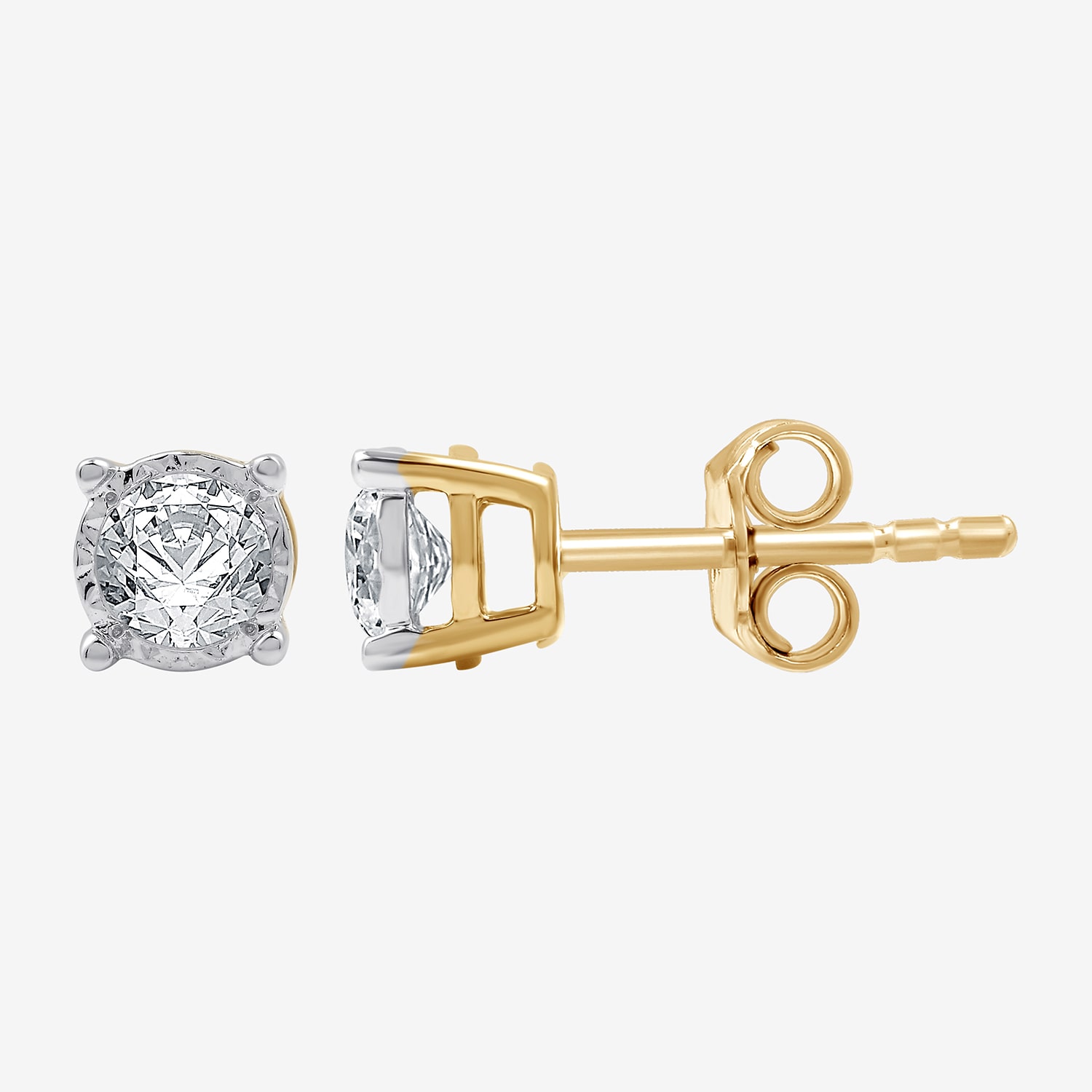 (G / Si1-Si2) 1/2 CT. T.W. Lab Grown White Diamond 14K Gold Over Silver 5.3mm Round Stud Earrings