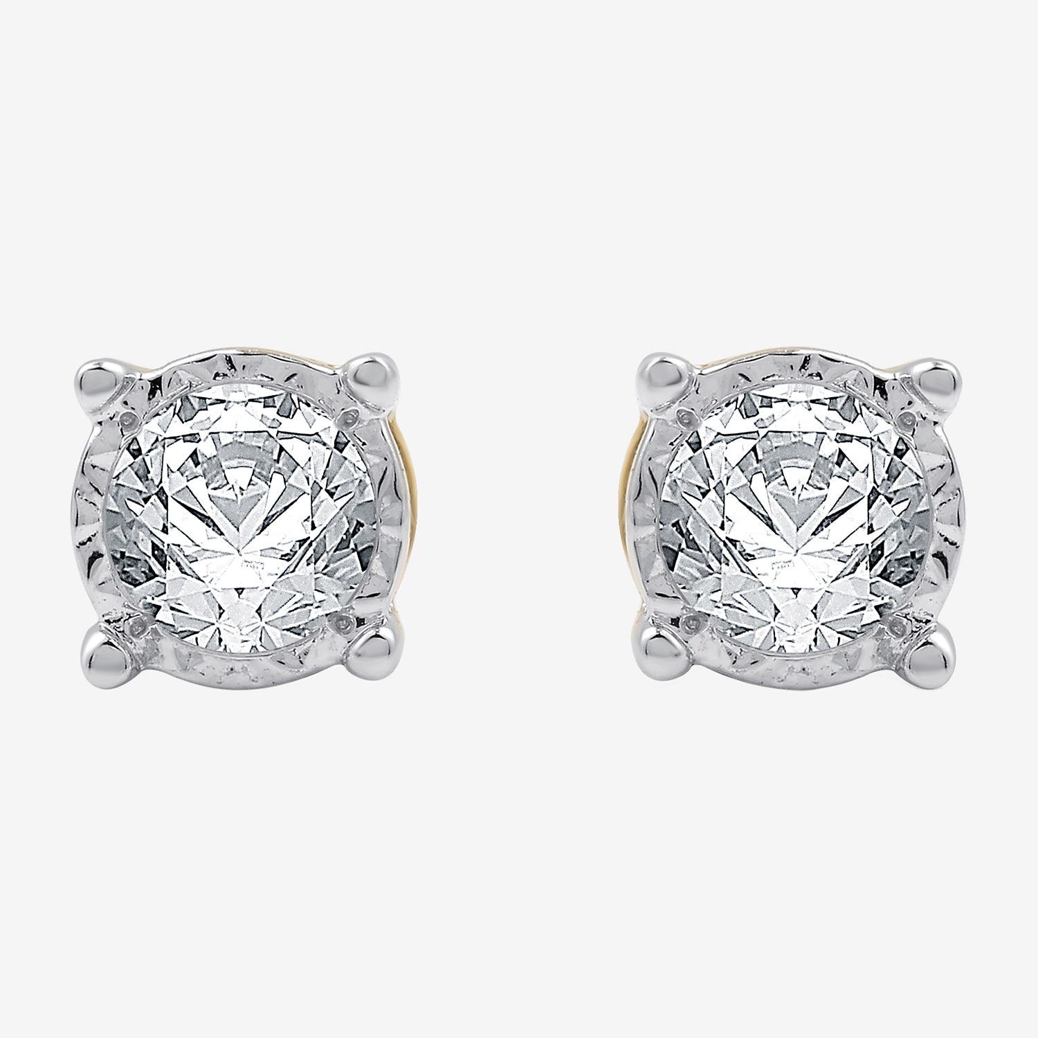 (G / Si1-Si2) 1/2 CT. T.W. Lab Grown White Diamond 14K Gold Over Silver 5.3mm Round Stud Earrings