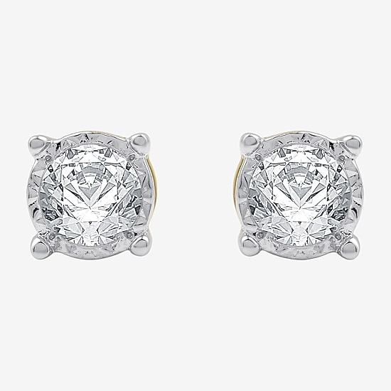 (G / Si1-Si2) 1/2 CT. T.W. Lab Grown White Diamond Sterling Silver 5.3mm Round Stud Earrings