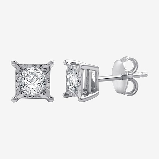 (G / Si1-Si2) 1/2 CT. T.W. Lab Grown White Diamond Sterling Silver 4.7mm Stud Earrings
