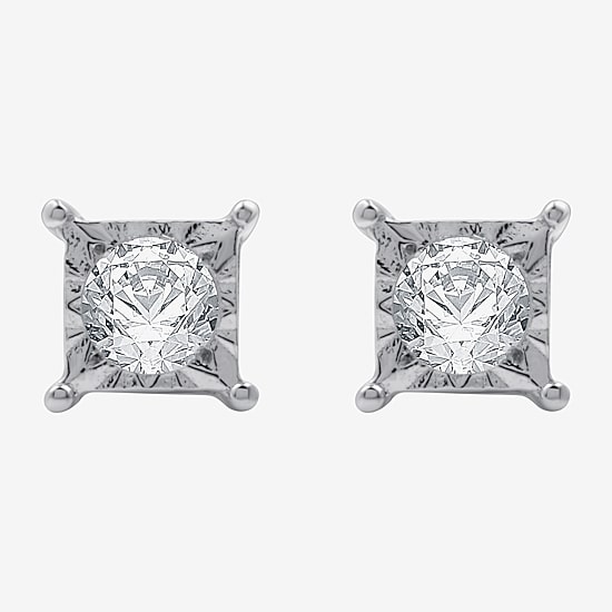 (G / Si1-Si2) 1/2 CT. T.W. Lab Grown White Diamond Sterling Silver 4.7mm Stud Earrings