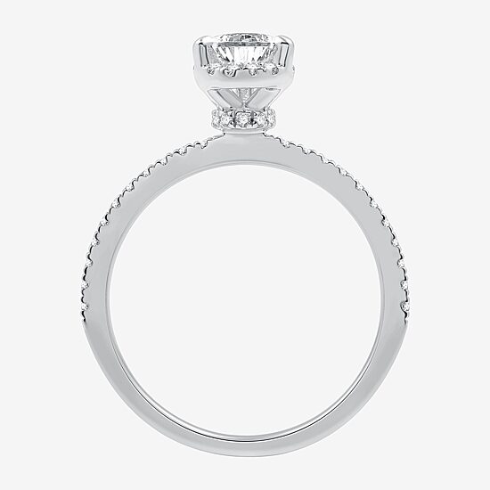 I Said Yes (G / Si1-Si2) Womens 1 CT. T.W. Lab Grown White Diamond Sterling Silver Pear Side Stone Halo Bridal Set
