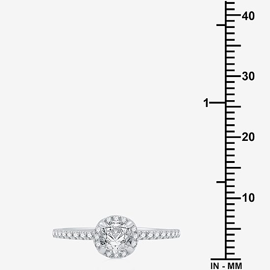 I Said Yes (G / Si1-Si2) Womens 1 CT. T.W. Lab Grown White Diamond Sterling Silver Round Side Stone Halo Bridal Set