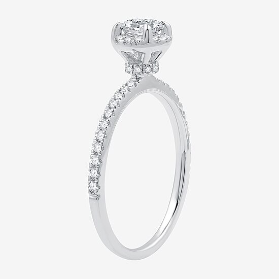 I Said Yes (G / Si1-Si2) Womens 1 CT. T.W. Lab Grown White Diamond Sterling Silver Round Side Stone Halo Bridal Set