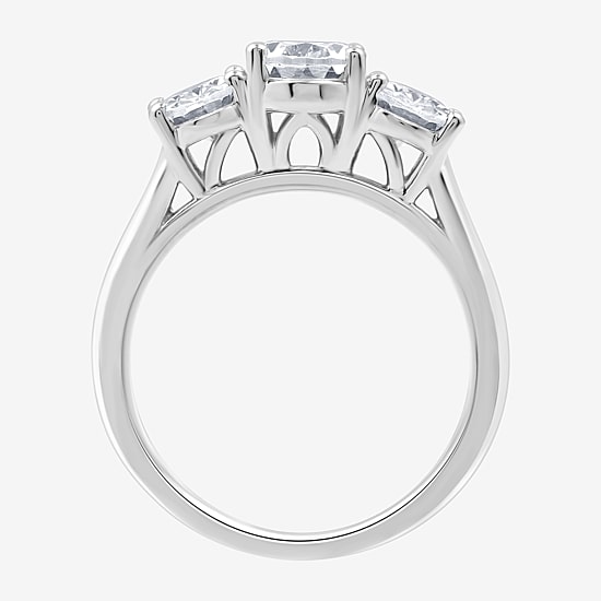 Love Lives Forever (G / Si1-Si2) Womens 2 CT. T.W. Lab Grown White Diamond 10K Gold Oval 3-Stone Engagement Ring