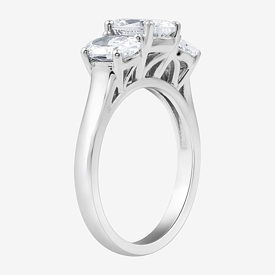 Love Lives Forever (G / Si1-Si2) Womens 2 CT. T.W. Lab Grown White Diamond 10K Gold Oval 3-Stone Engagement Ring