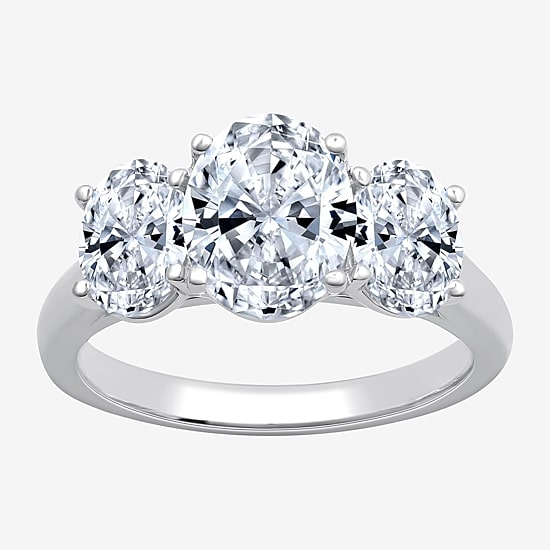 Love Lives Forever (G / Si1-Si2) Womens 3 CT. T.W. Lab Grown White Diamond 14K Gold Oval 3-Stone Engagement Ring