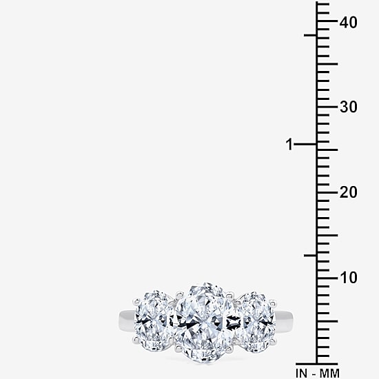 Love Lives Forever (G / Si1-Si2) Womens 3 CT. T.W. Lab Grown White Diamond 14K Gold Oval 3-Stone Engagement Ring