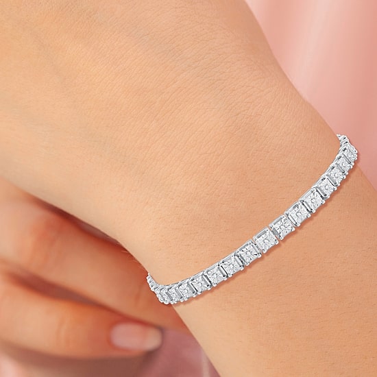 Womens 1/2 CT. T.W. Lab Grown White Diamond Sterling Silver 7.5 Inch Tennis Bracelet