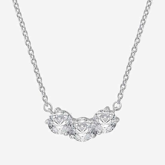 Womens 1 CT. T.W. Lab Grown White Diamond Sterling Silver 17 1/2 Inch Pendant Necklace