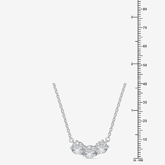 Womens 1 CT. T.W. Lab Grown White Diamond Sterling Silver 17 1/2 Inch Pendant Necklace