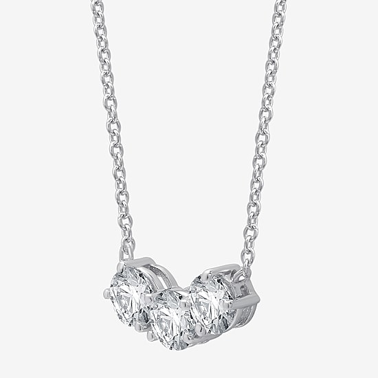 Womens 1 CT. T.W. Lab Grown White Diamond Sterling Silver 17 1/2 Inch Pendant Necklace