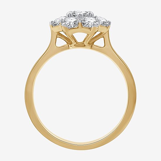 Womens 1 CT. T.W. Lab Grown White Diamond 14K Gold Over Silver Sterling Silver Cocktail Ring