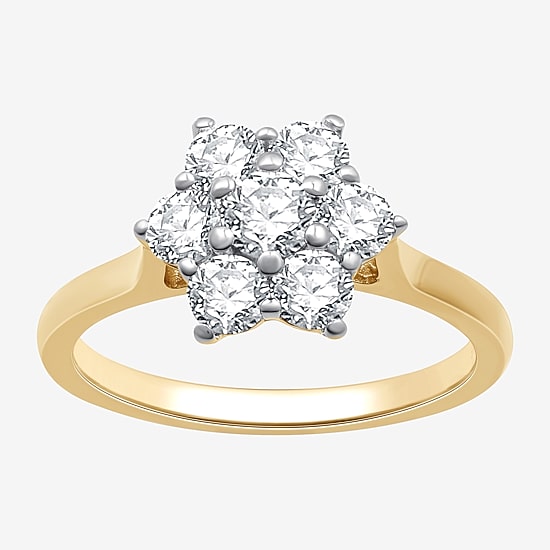 Womens 1 CT. T.W. Lab Grown White Diamond 14K Gold Over Silver Sterling Silver Cocktail Ring