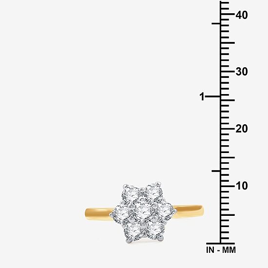 Womens 1 CT. T.W. Lab Grown White Diamond 14K Gold Over Silver Sterling Silver Cocktail Ring