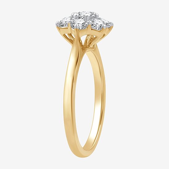 Womens 1 CT. T.W. Lab Grown White Diamond 14K Gold Over Silver Sterling Silver Cocktail Ring