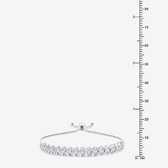 Womens 1 CT. T.W. Lab Grown White Diamond Sterling Silver Bolo Bracelet