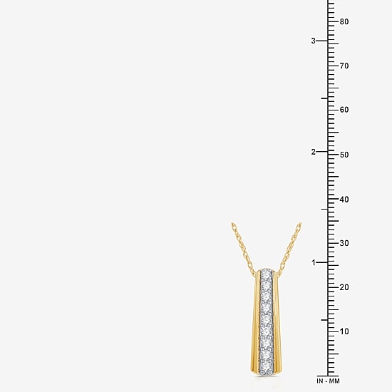 Womens 1/2 CT. T.W. Lab Grown White Diamond 14K Gold Over Silver Bar 18 Inch Pendant Necklace