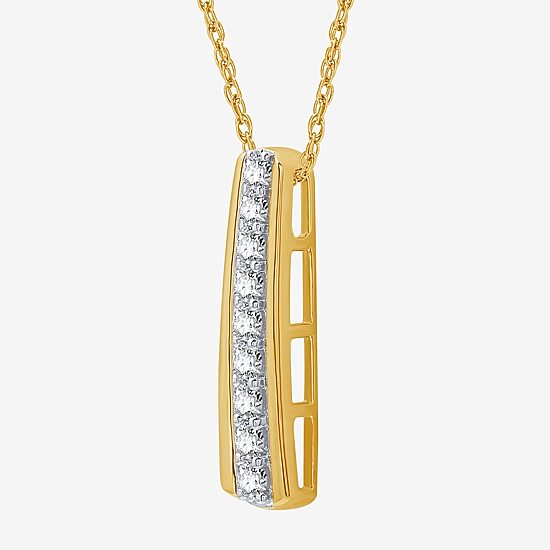 Womens 1/2 CT. T.W. Lab Grown White Diamond 14K Gold Over Silver Bar 18 Inch Pendant Necklace