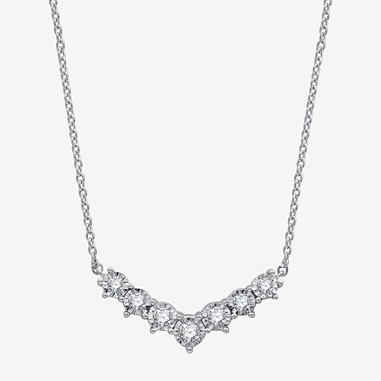 Womens 1/2 CT. T.W. Lab Grown White Diamond Sterling Silver 16 1/2 Inch Pendant Necklace