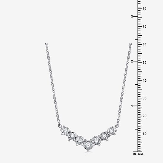 Womens 1/2 CT. T.W. Lab Grown White Diamond Sterling Silver 16 1/2 Inch Pendant Necklace