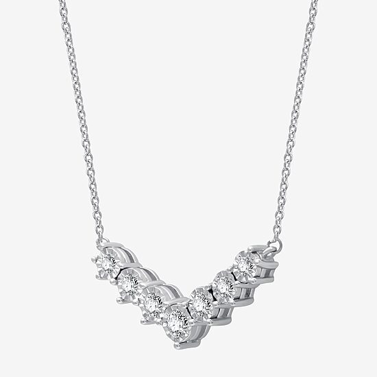Womens 1/2 CT. T.W. Lab Grown White Diamond Sterling Silver 16 1/2 Inch Pendant Necklace