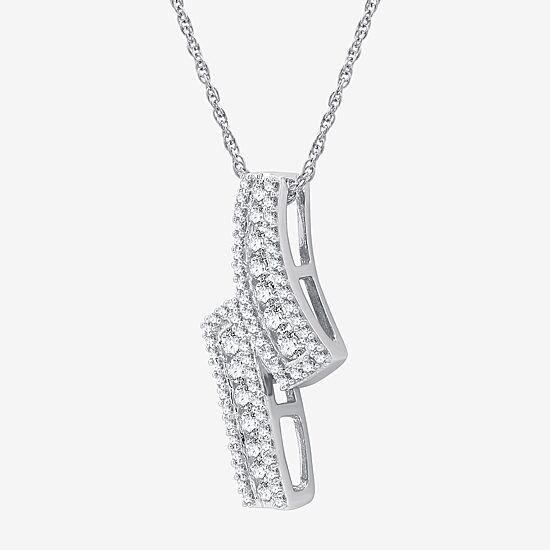 Womens 1/2 CT. T.W. Lab Grown White Diamond Sterling Silver 18 Inch Pendant Necklace