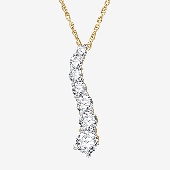 Womens 1 CT. T.W. Lab Grown White Diamond Sterling Silver 18 Inch Pendant Necklace