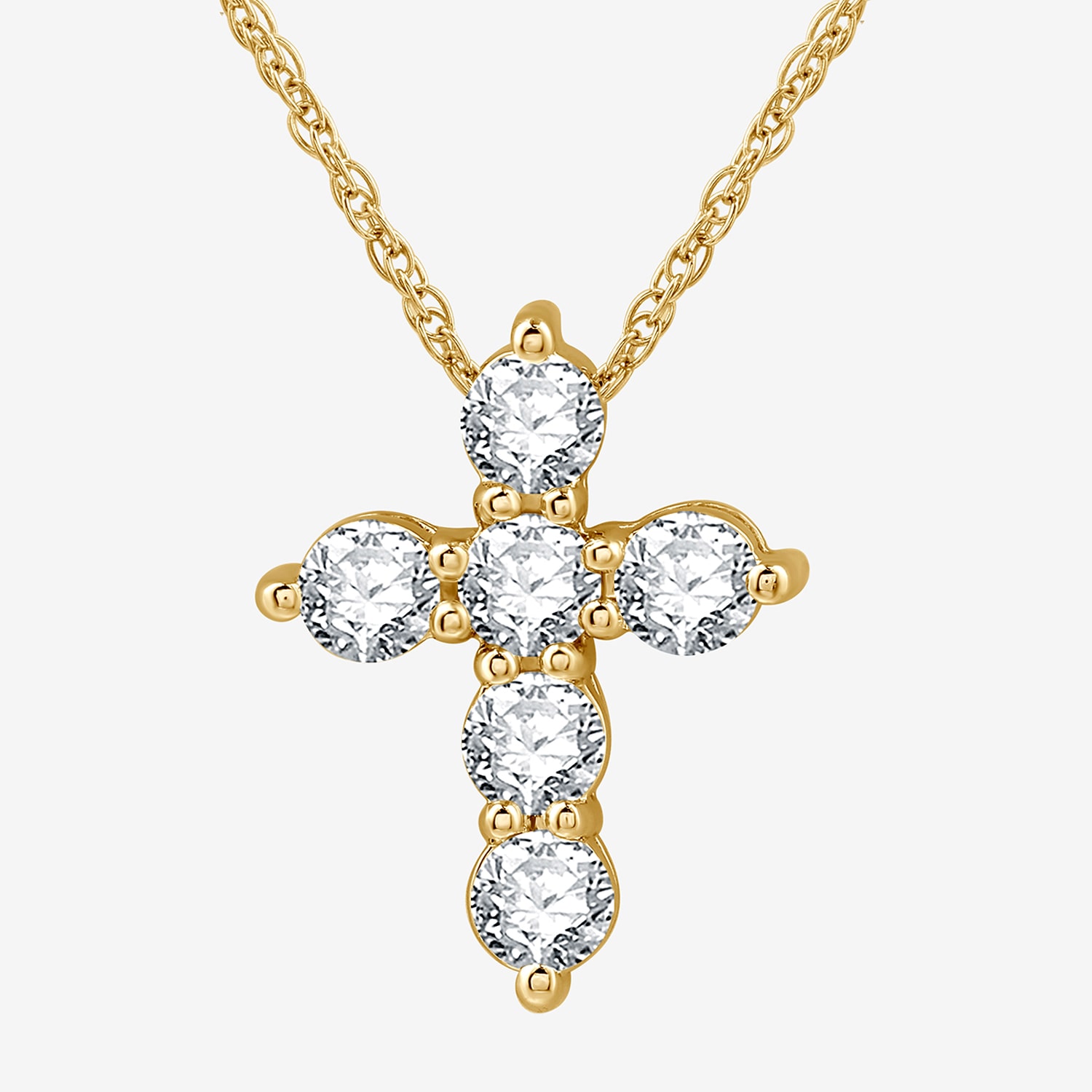 Womens 1 CT. T.W. Lab Grown White Diamond 14K Gold Over Silver Sterling Cross 18 Inch Pendant Necklace