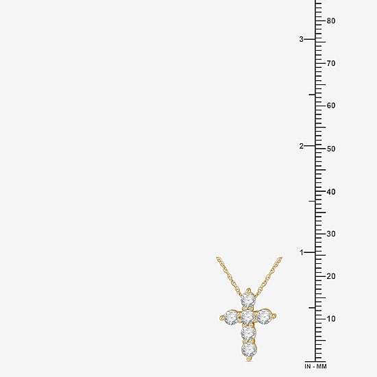 Womens 1 CT. T.W. Lab Grown White Diamond 14K Gold Over Silver Sterling Silver Cross 18 Inch Pendant Necklace