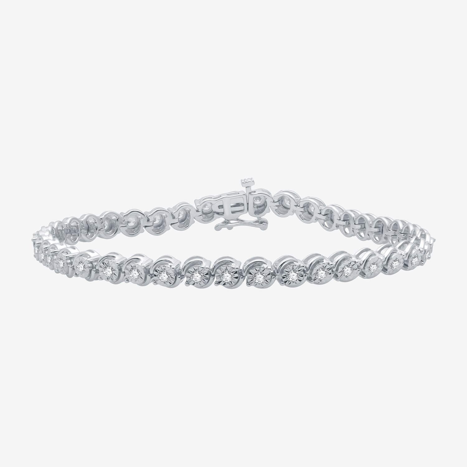Womens 1 CT. T.W. Lab Grown White Diamond Sterling Silver 7.5 Inch Tennis Bracelet