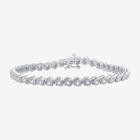Womens 1 CT. T.W. Lab Grown White Diamond Sterling Silver 7.5 Inch Tennis Bracelet