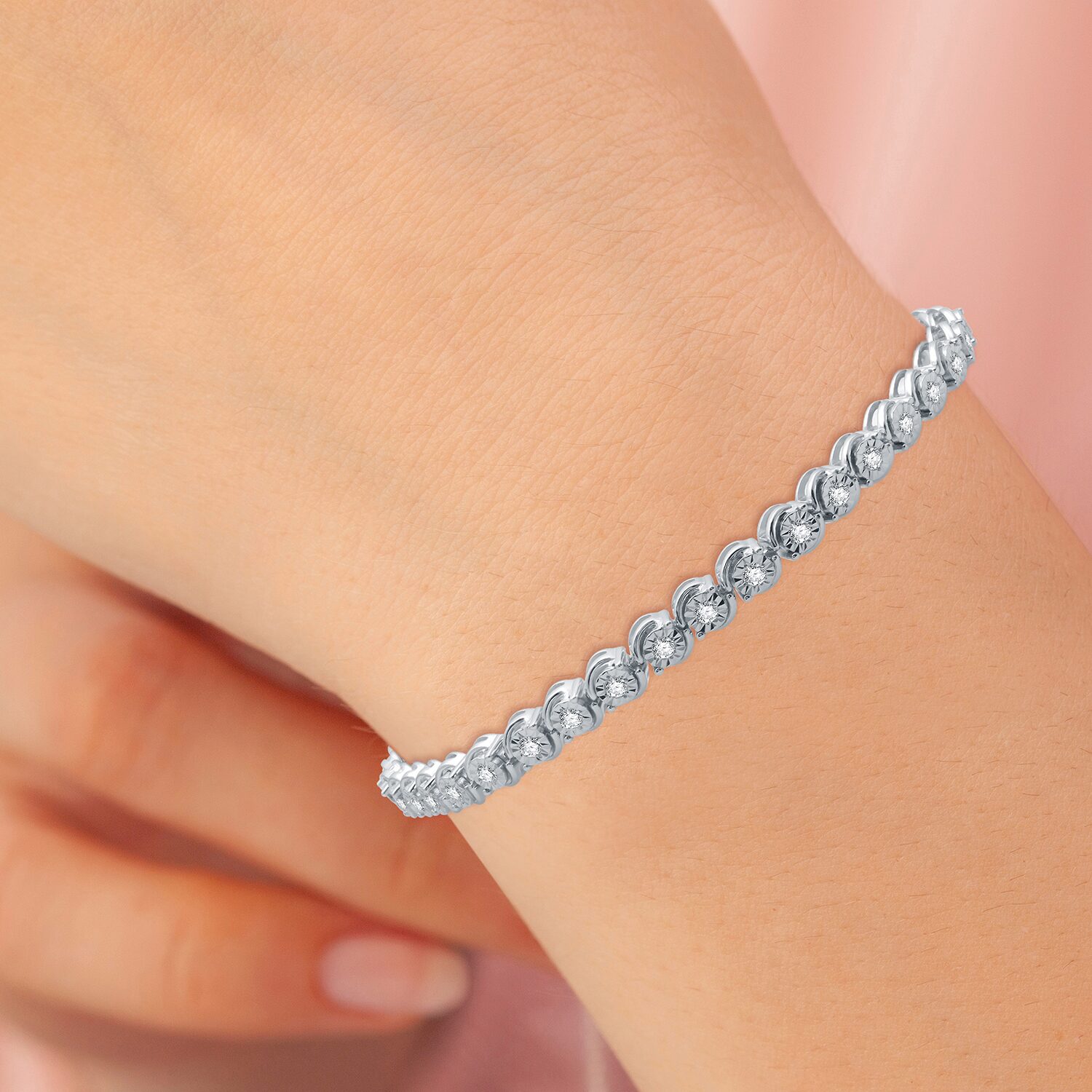 Womens 1 CT. T.W. Lab Grown White Diamond Sterling Silver 7.5 Inch Tennis Bracelet
