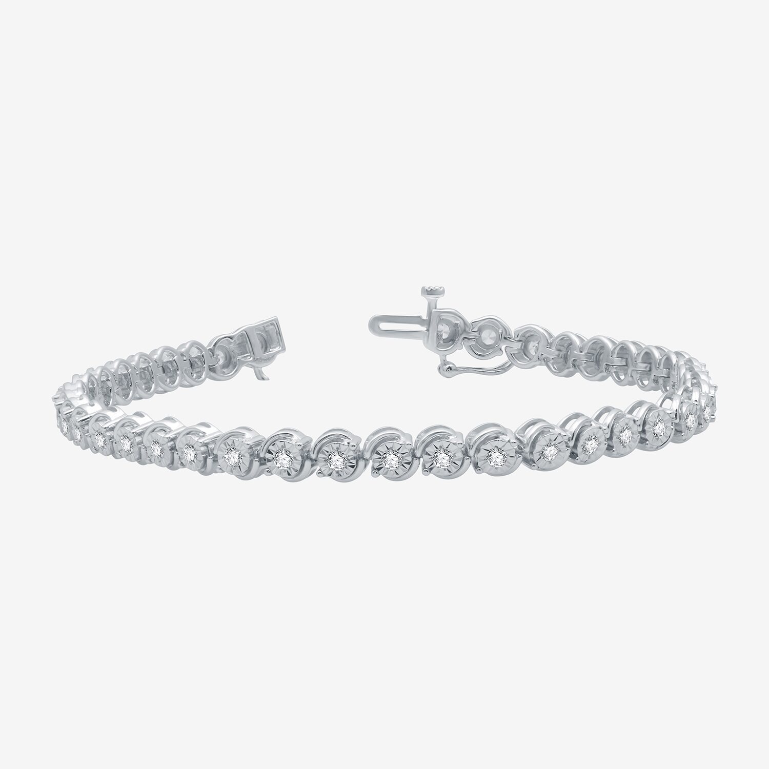 Womens 1 CT. T.W. Lab Grown White Diamond Sterling Silver 7.5 Inch Tennis Bracelet