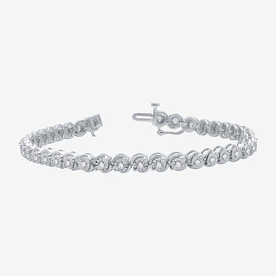 Womens 1 CT. T.W. Lab Grown White Diamond Sterling Silver 7.5 Inch Tennis Bracelet