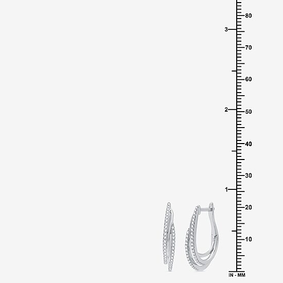 Womens 1/3 CT. T.W. Lab Grown White Diamond Sterling Silver 22.8mm Hoop Earrings