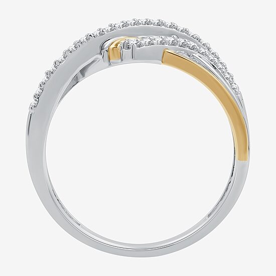 Womens 1/4 CT. T.W. Lab Grown White Diamond 14K Gold Over Silver Sterling Silver Cocktail Ring